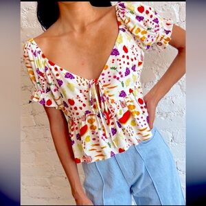 Lisa Says Gah Farmers Market Woven Top, Size M